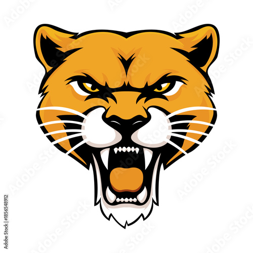 Сougar logo for design. Roaring puma logo. Mascot featuring an angry puma's head. Vector illustration of a puma for sports teams, mascots, businesses, and design.
