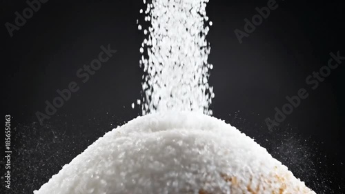 Sugar Falling on Pile, White and Brown Sugar.