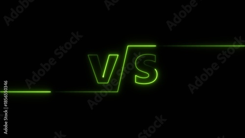 Neon bright line VS versus bars icon royal blue color 4k illustration. Versus vs bars icon on black background.