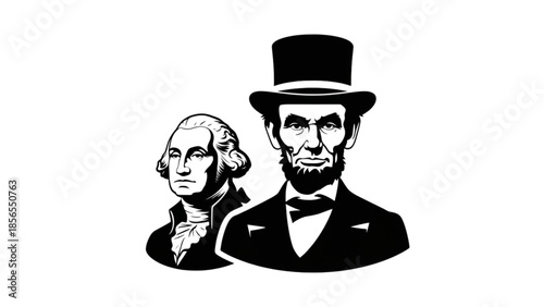 Presidents' Day , black vector icon style, simple shape, clean cut, white background, no shadow, no text, no gradient, high contrast, minimal design.