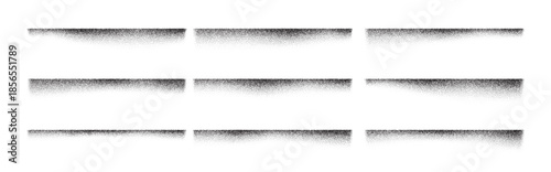 Grain box brush with noise shadow and gradient edge. Soft spray drop gradation stipple sand divider dotwork or gritty vector overlay for abstract graphic. Half circular cube and oval shape.