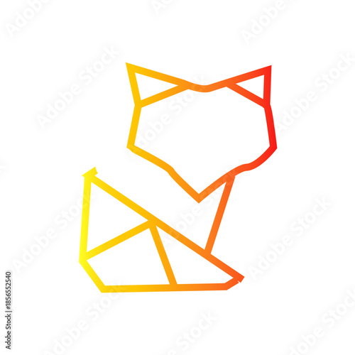 origami fox paper vector illustration gradient icon