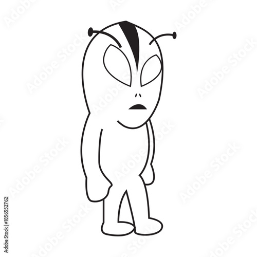 Simple cartoon alien line drawing