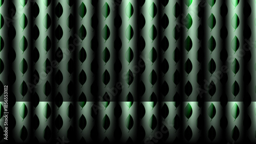 Seamless abstract green metal background with a geometric grid pattern and 3d vector texture for a modern art wallpaper design