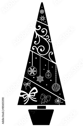 Christmas Tree Shape Made of Heart Icons with Star Topper. Romantic Holiday Tree Silhouette