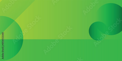 Abstract green gradient background with overlapping translucent geometric shapes and circles creating a modern and dynamic design.