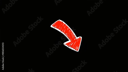 Animated red arrow pointing downward on black background
