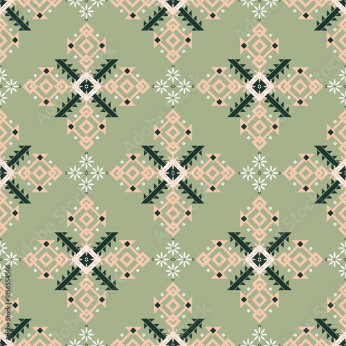Seamless floral pattern collection featuring abstract botanical flowers and organic flowing shapes. Decorative repeating design with a modern vintage color palette, suitable for textile, fabric