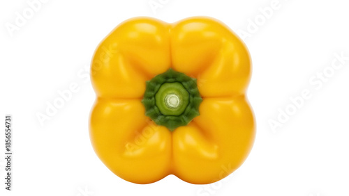 Photos Isolated yellow bell pepper with green stem, a fresh vegetable, vibrant and nutr