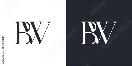 Quadro su tela BW Letter Minimalist Logo Design Vector , Initial Logo Vector for Identity