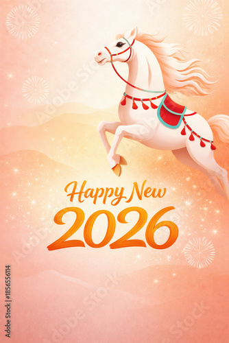 Happy New Year 2026. With a unique number design and a very simple premium 