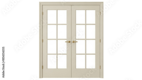 Obraz na plátně Isolated double glass doors, interior design element for home or office remodeli