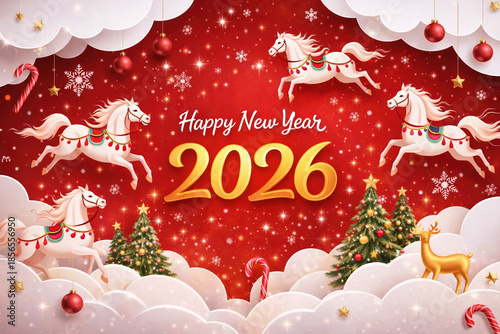 Happy New Year 2026. With a unique number design and a very simple premium 