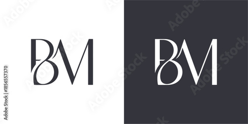 BM Letter Minimalist Logo Design Vector , Initial Logo Vector