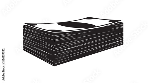 Stack of black and white business cards in modern minimalist design with sharp contrast lighting for corporate branding