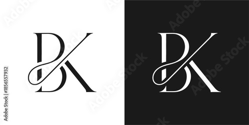 BK Letter Minimalist Logo Design Vector , Initial Logo Vector for Brand Company