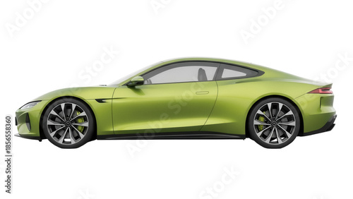 Фотография Isolated Green Car Exterior View, Automotive Design and Innovation, Modern Style