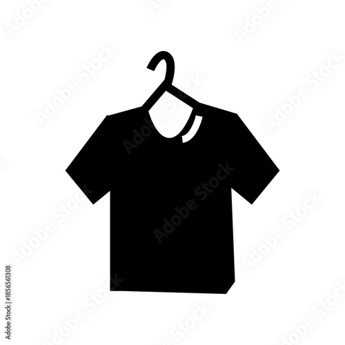 black t shirt with hanger glyph icon illustration vector