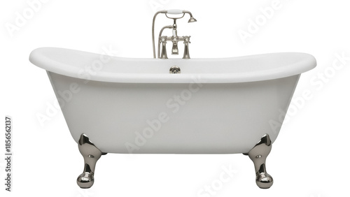 Schilderij op canvas Isolated bathtub with chrome clawfoot legs and vintage style faucet in bathroom