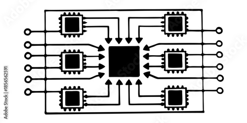 Machine Learning Algorithm Icon with Flowchart Nodes Connected by Arrows