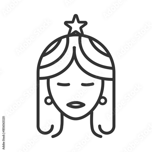 Outline queen or woman icon isolated flat style design.