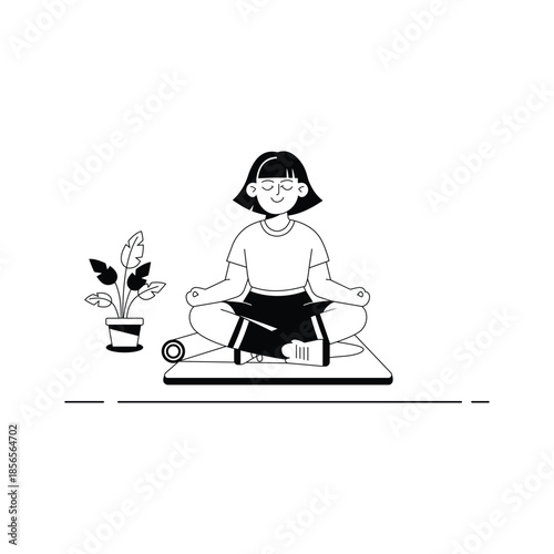 Take your hands on this amazing glyph illustration of a woman practicing yoga meditation