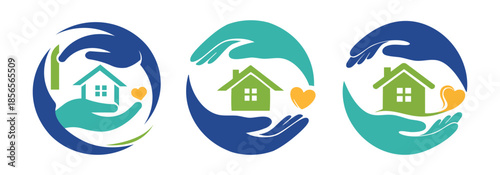 Hands protecting homes with love