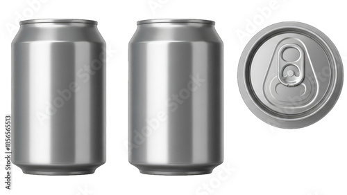 Two soda cans and a can lid isolated on transparent background isolated on transparent background