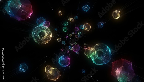 Abstract Colorful Light Patterns in a Dark Background, Creating a Cosmic and Dreamy Atmosphere