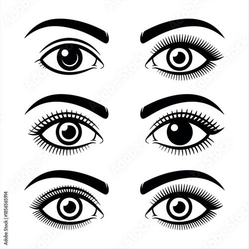 Collection of different eye makeup styles and designs Vector
