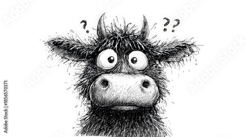 Mooch of Confusion: A Frazzled Cow in Ink. Generative AI