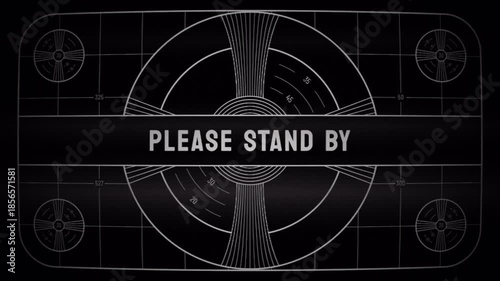 Retro tv test pattern please stand by broadcast signal. waiting screen vintage television. 4k animation video