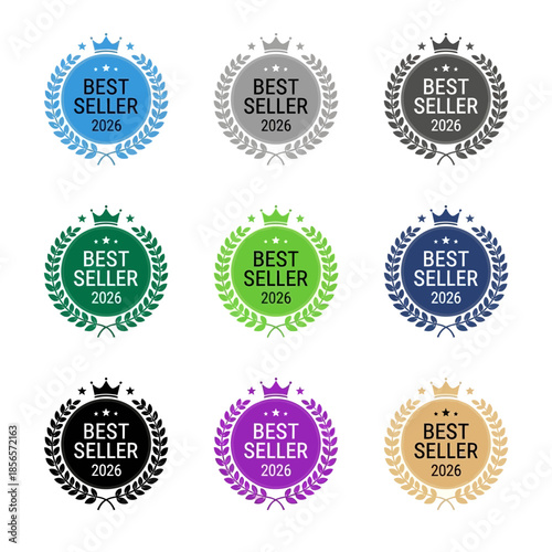 Best Seller Badge Icons Set – Award Seal Labels for Ecommerce, Marketing & Product Promotion