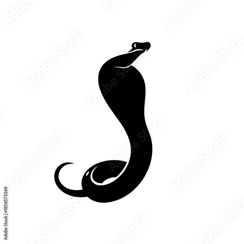 A striking black cobra illustration on white background, representing danger and power in a simple design.