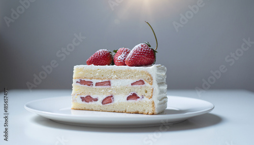 Minimal Strawberry Cake Slice