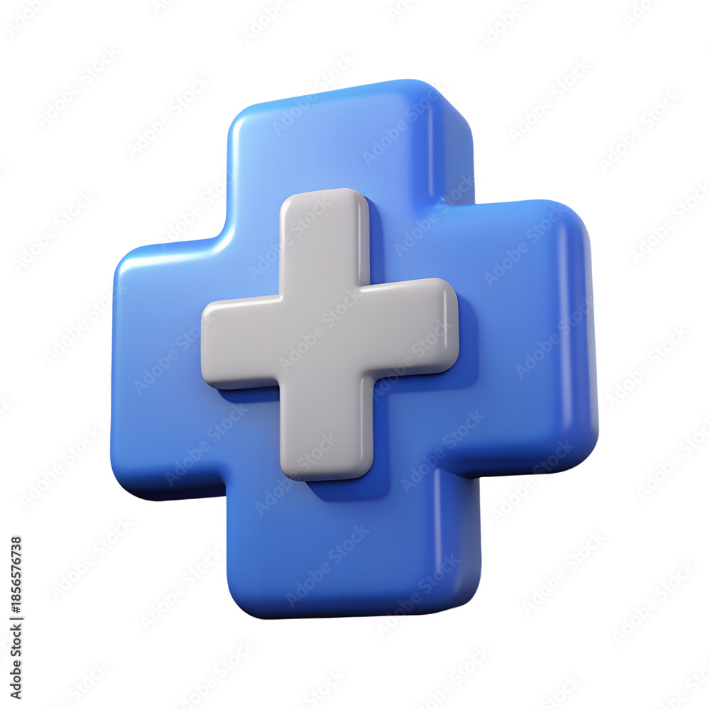 Obraz premium 3d medical cross icon rounded edges clean health