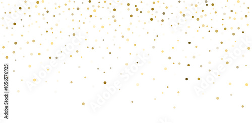 Firework golden confetti pattern background gradient. Vector gold glitter carnival dust texture.