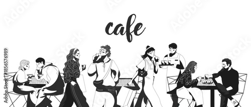 Cafe, restaurant background, banner