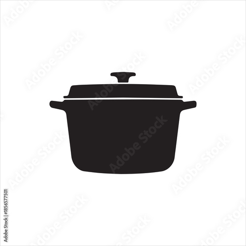 Silhouette dutch oven cooking pot kitchenware vector illustration