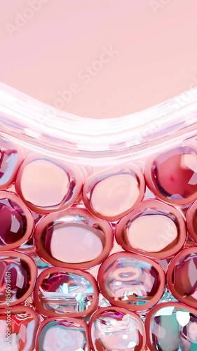 Animation Serum through the skin layer to repair wrinkles and dark complexion became clear. Skin repair concept. Skin Layer Rinse Smoothing. Skin care action Collagen repair effect, 3d render