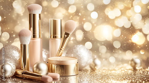 A cute cosmetic-themed background, perfect for use as a decorative backdrop or wallpaper.