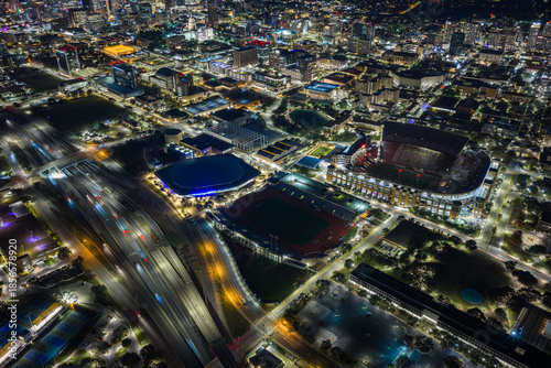 Tablou pe pânză Vibrant Night View of Austin’s Landmarks and Highways From Above