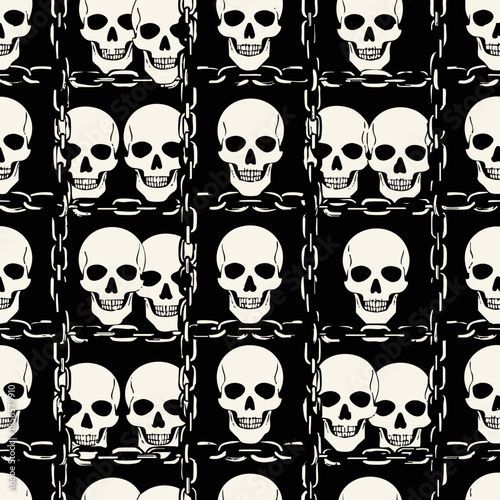 gothic skulls imprisoned by chains pattern
