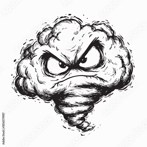 Mascot Design Concept Tornado Angry Face Image Vector