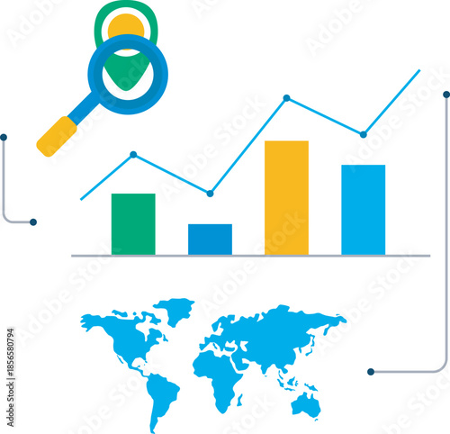 Vector Data Analytics Dashboard Infographic with Charts and Business Statistics