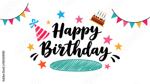 Bold Comic Style Happy Birthday Greeting with Green Burst Background