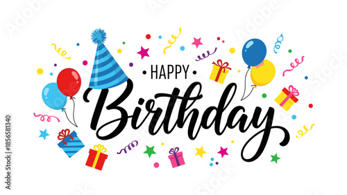 Bold Comic Style Happy Birthday Greeting with Green Burst Background