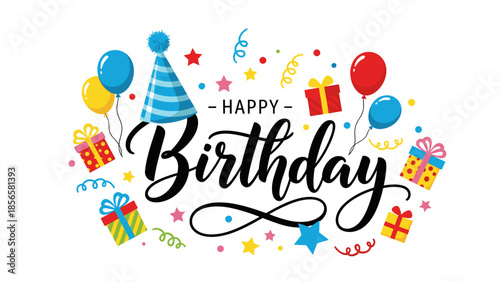 Bold Comic Style Happy Birthday Greeting with Green Burst Background