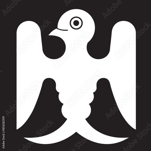 日本の伝統的な家紋「雀」のイラストです