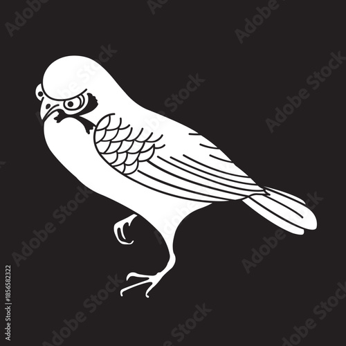 日本の伝統的な家紋「雀」のイラストです